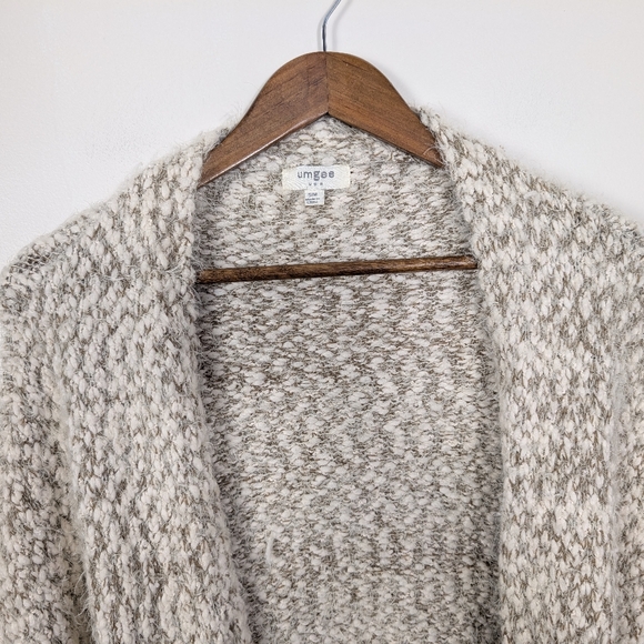 Umgee Beige Acrylic Blend Bohemian Long Fray Hem Cardigan Sweater - Picture 2 of 7